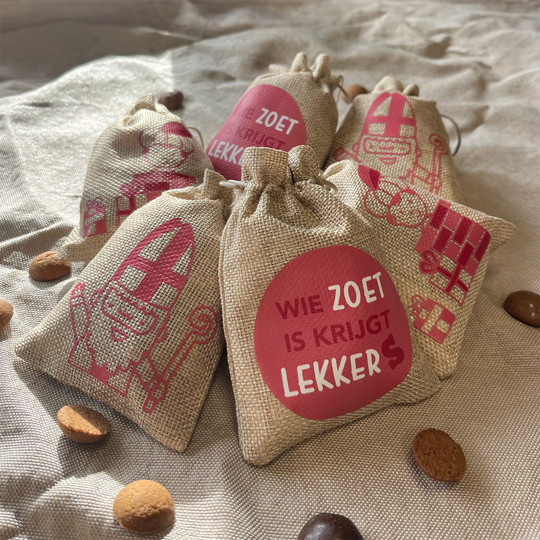 Gevuld pepernotenzakje | Wie zoet is krijgt lekkers